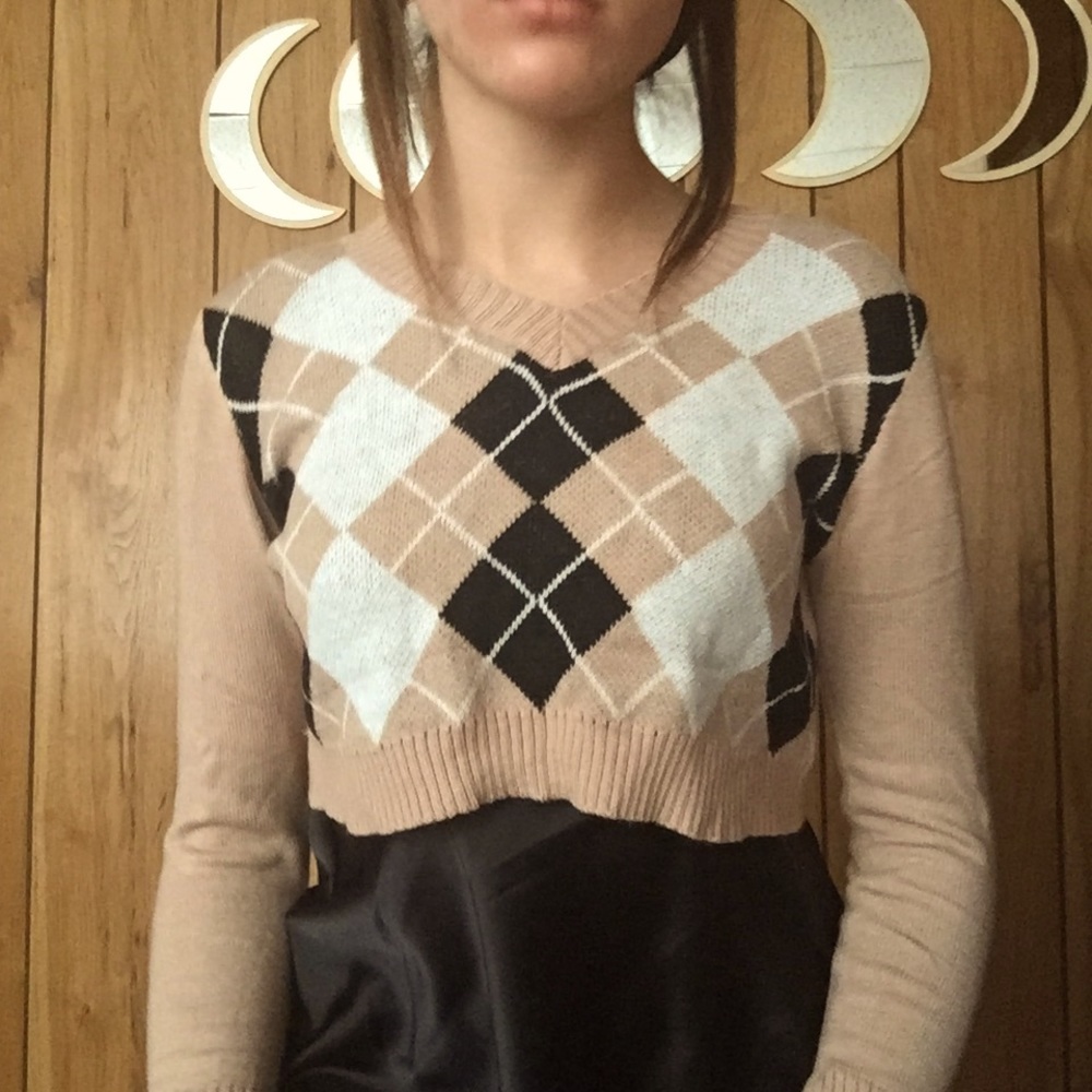 Long sleeve preppy crop sweater
